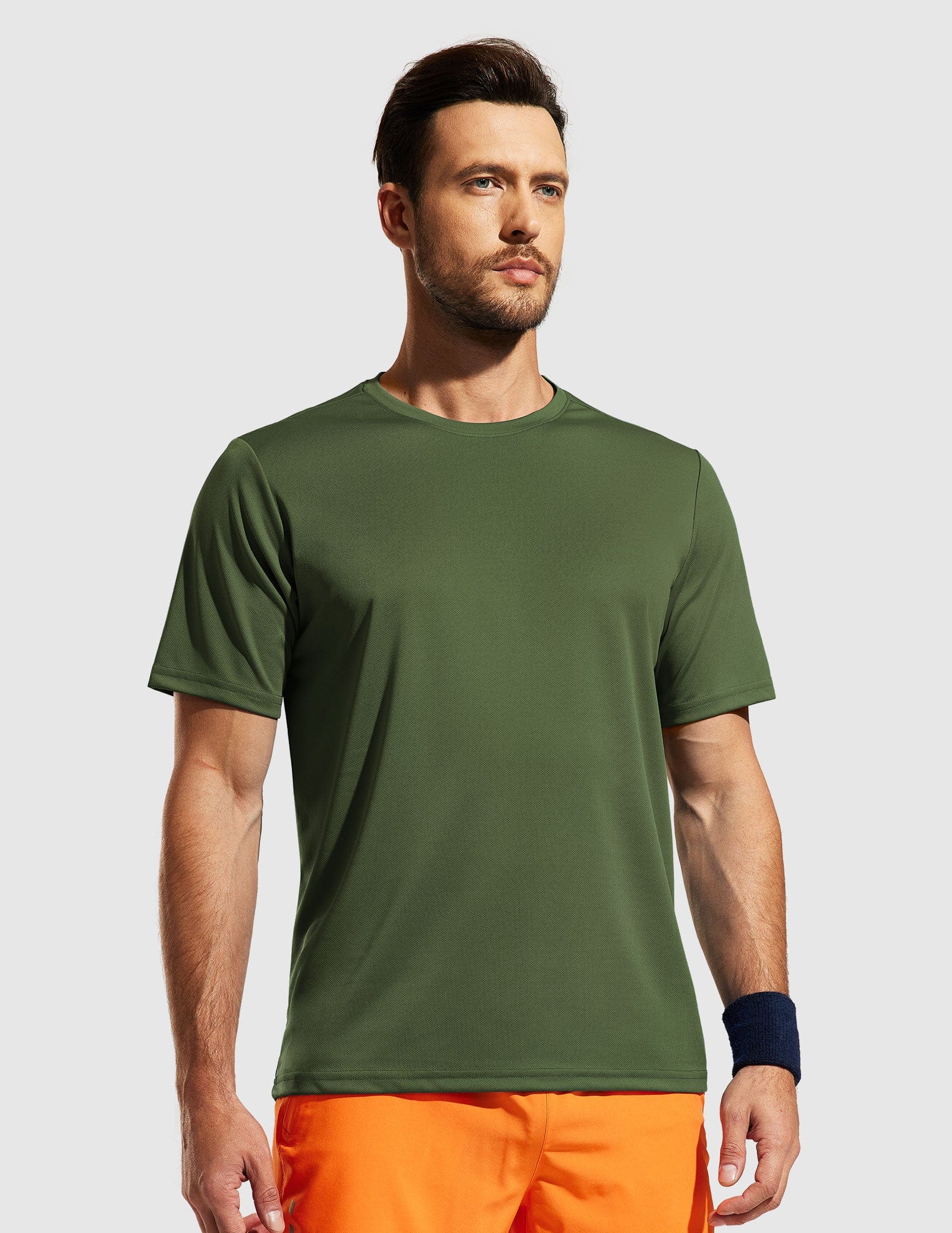 Men's Dry Fit Workout T-shirts for Gym Athletic Running Men Shirts Army Green / S MIER