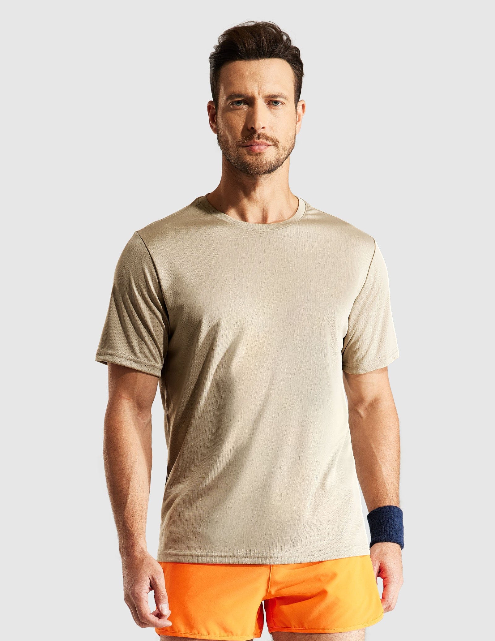 MIER Men's Dry Fit Sports T Shirts Quick Dry Lightweight and Moisture Wicking Men's T-Shirts Khaki / S