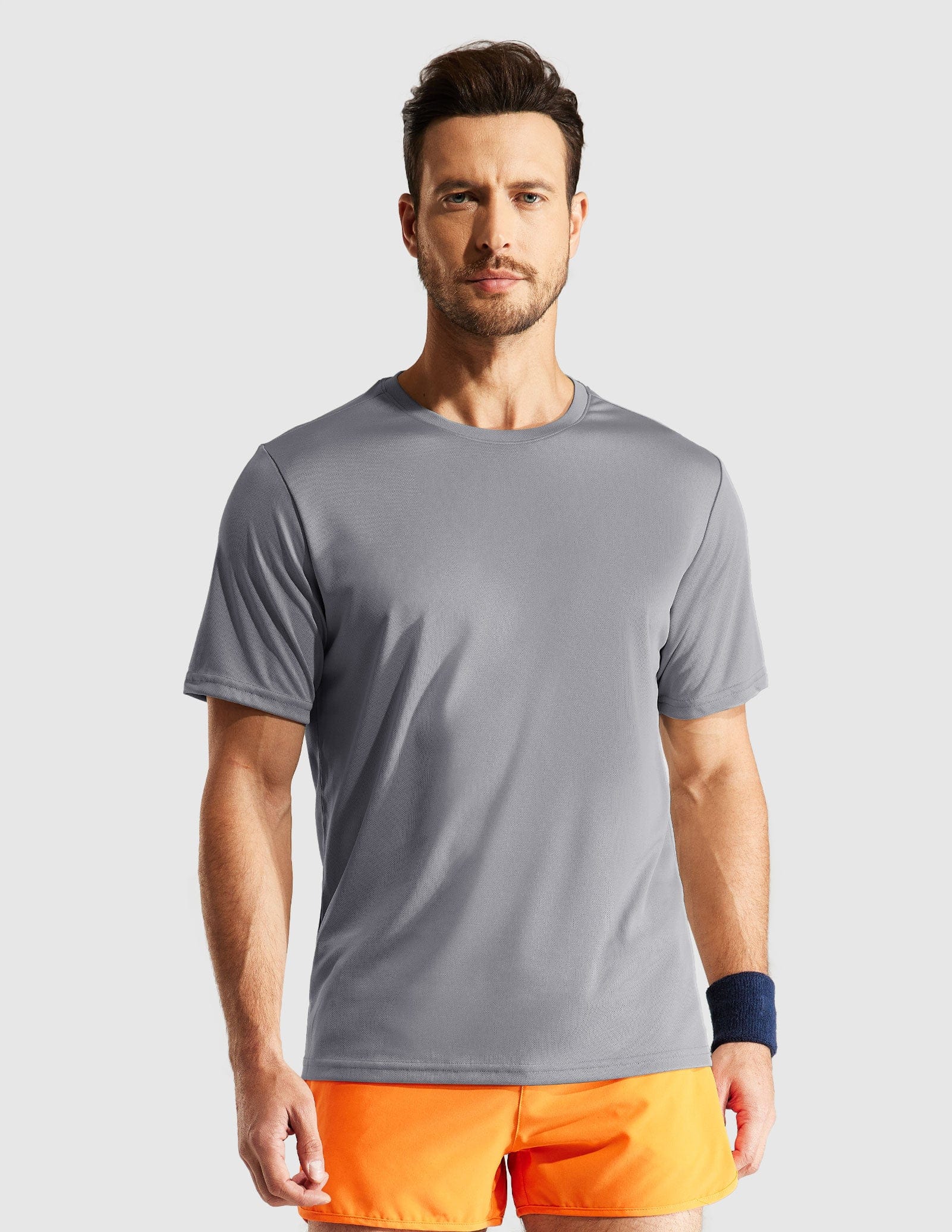 MIER Men's Dry Fit Sports T Shirts Quick Dry Lightweight and Moisture Wicking Men's T-Shirts Grey / S