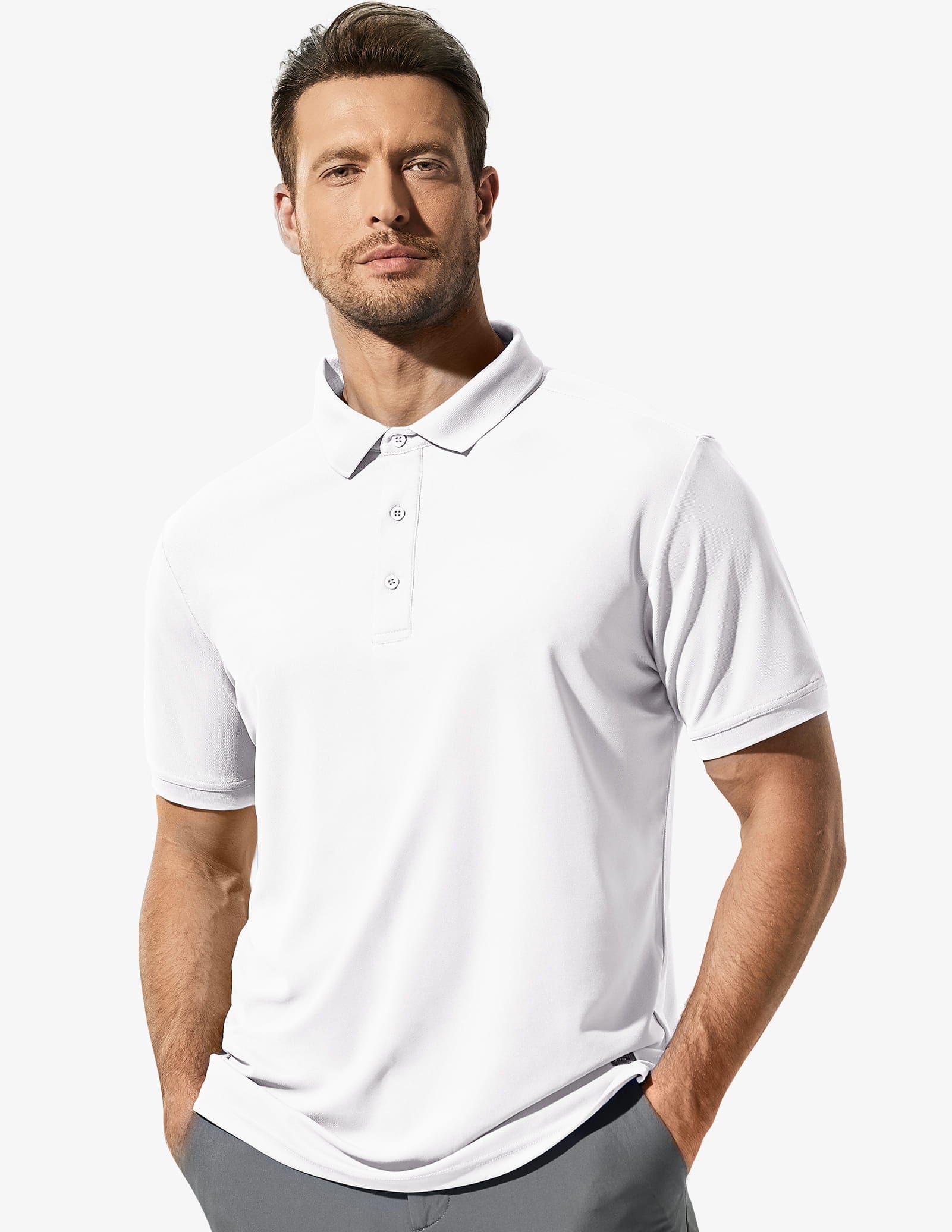 White collar polo shirt mens sale