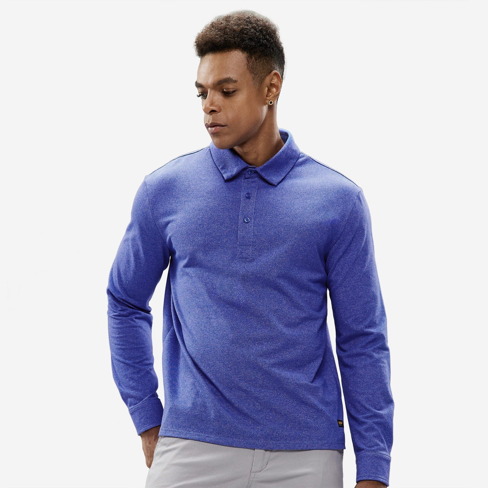 Men's Golf Polo Shirts Regular-fit Collared Cotton Shirt Men Polo Heather Blue / S MIER