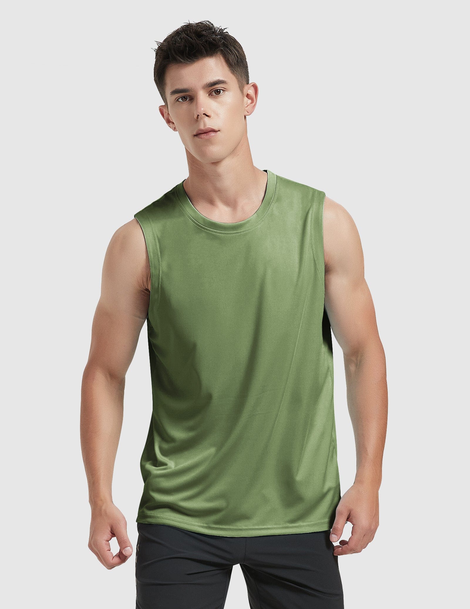 MIER Men’s Lightweight Running Tank Top Breathable and Moisture Wicking Men's Tank Top Army Green / S
