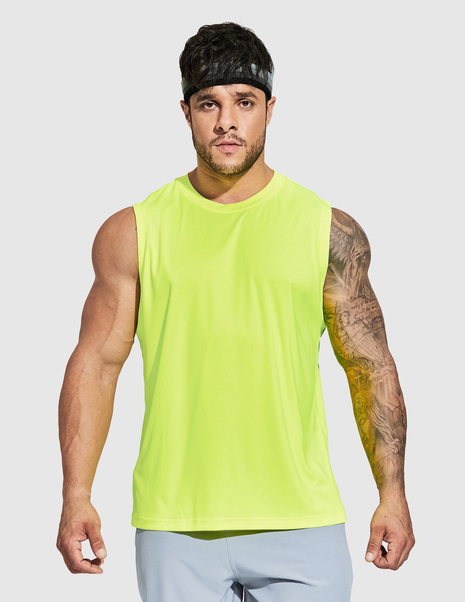 MIER Men’s Lightweight Running Tank Top Breathable and Moisture Wicking Men's Tank Top Lemon Green / S