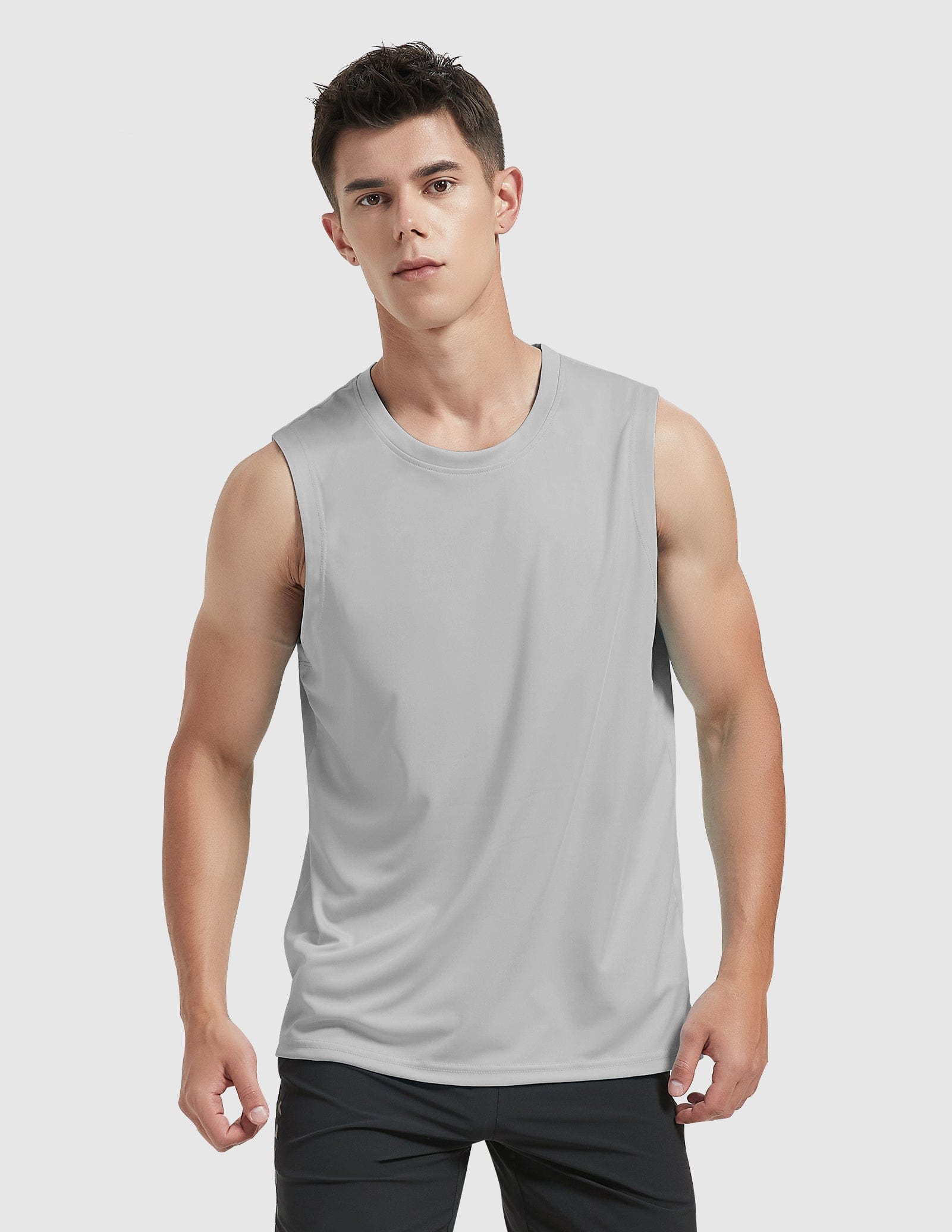 MIER Men’s Lightweight Running Tank Top Breathable and Moisture Wicking Men's Tank Top Light Gray / S