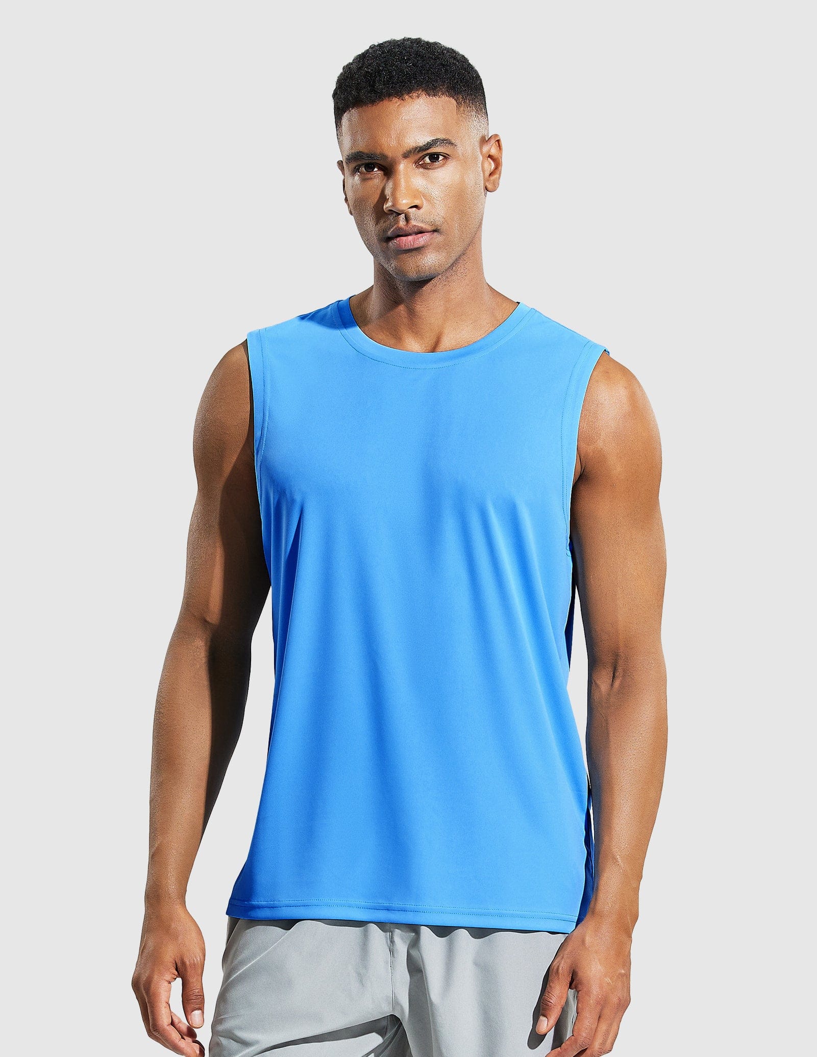 Mier Men's Sleeveless Lightweight UPF 50+ Sun Shirts Quick Dry Tank Tops, Sky Blue / M