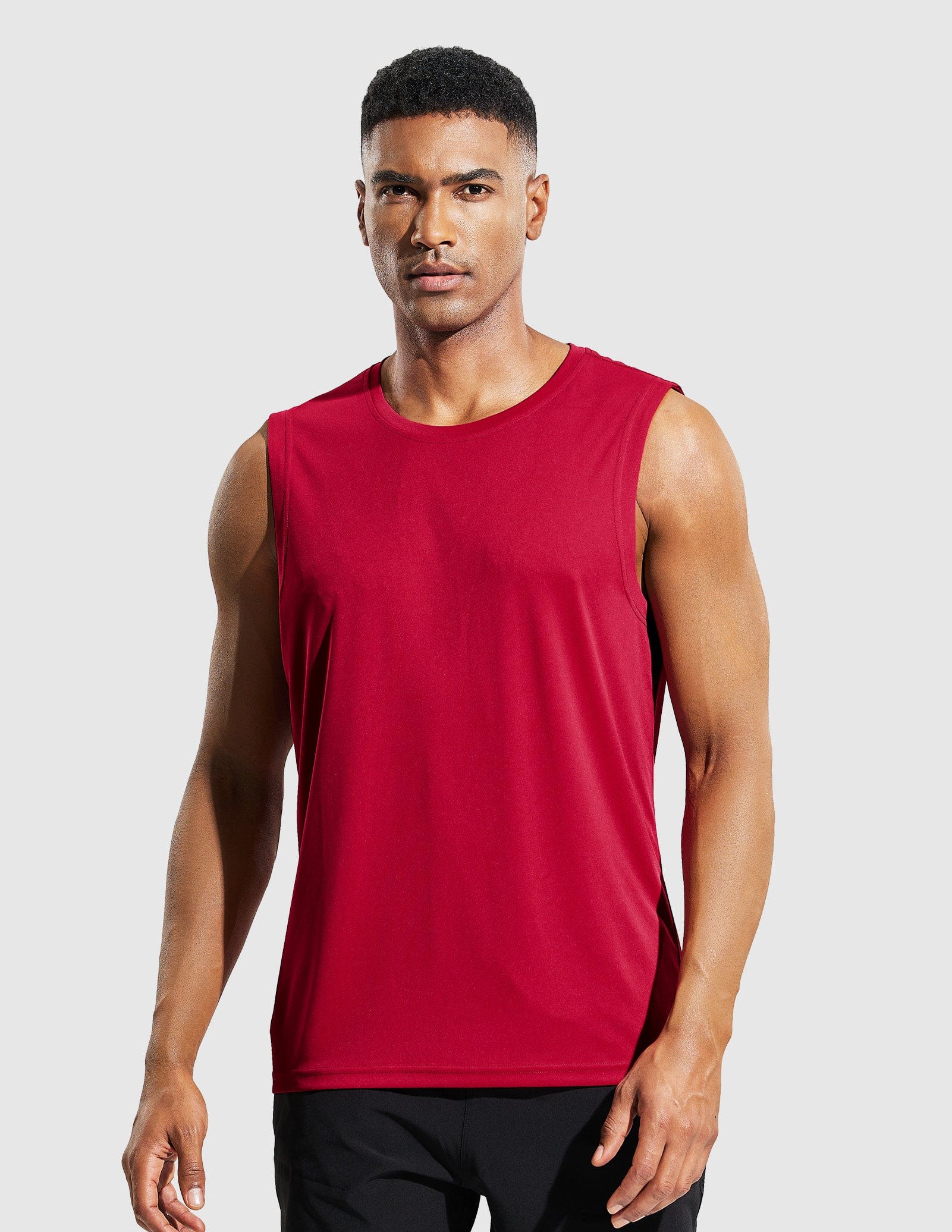 Mier Men's Sleeveless Lightweight UPF 50+ Sun Shirts Quick Dry Tank Tops, Red / L