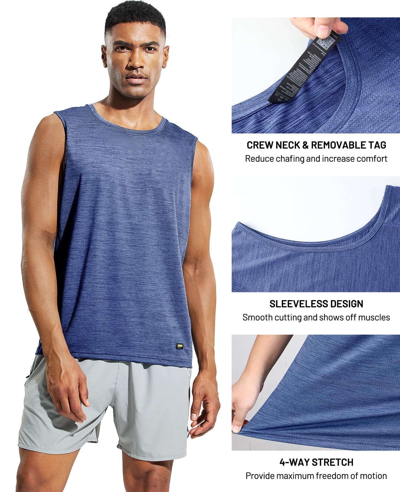 Men’s Sleeveless Tank Top Dry Fit Workout Tee Shirt Men Shirts MIER