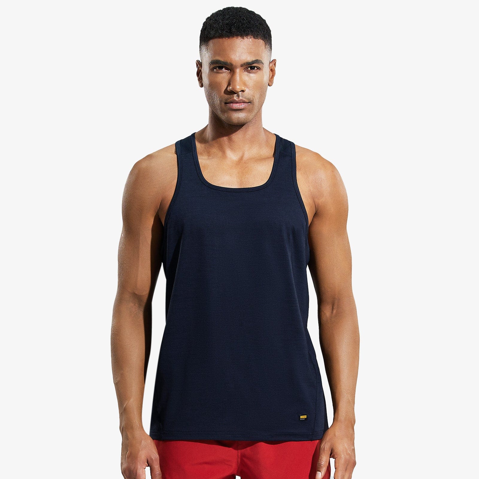 Men's Sleeveless Workout Shirts Quick Dry Athletic Tanks - Heather Dark  Blue / S