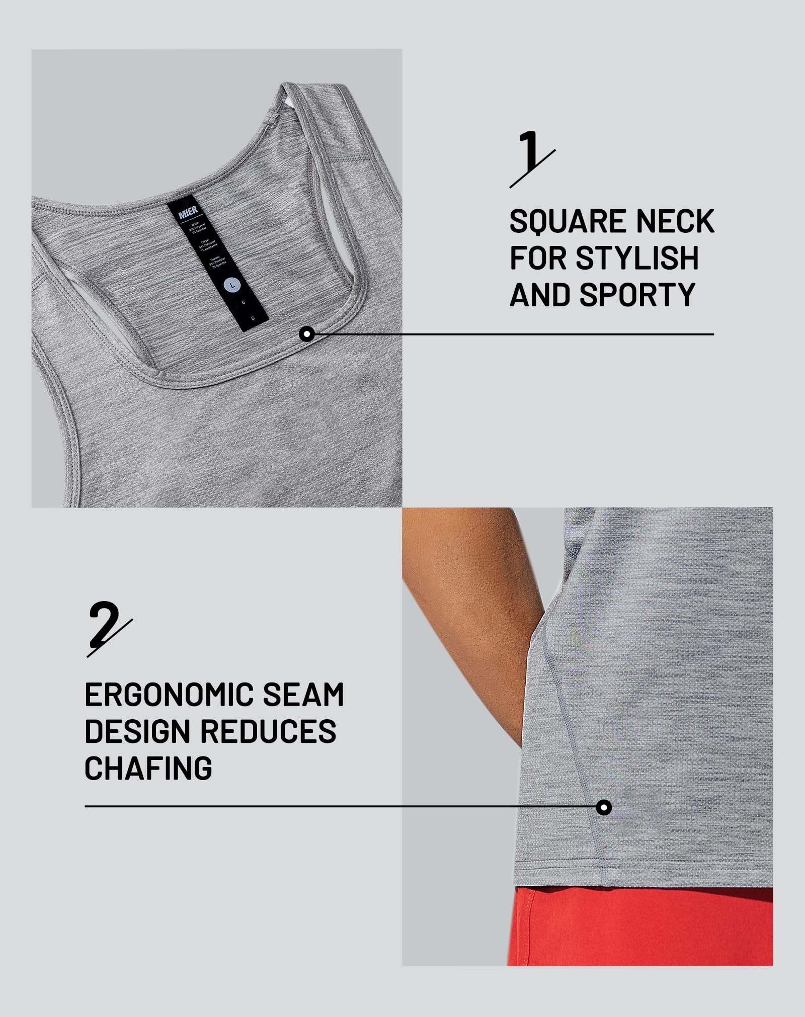 MIER Men’s Sleeveless Running Shirt Quick Dry and Breathable Men's Tank Top