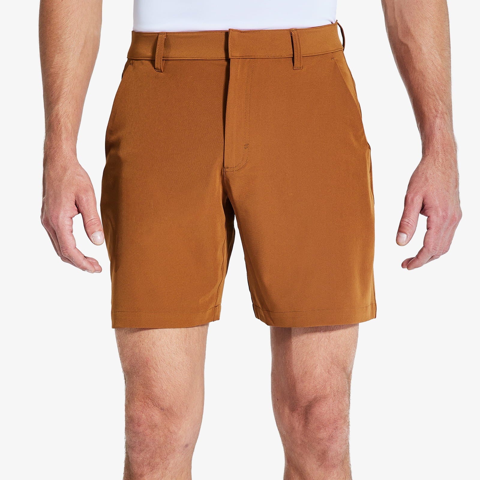 Men's Stretch Golf Shorts 5 Pockets 8 Quick Dry Shorts - Brown / S