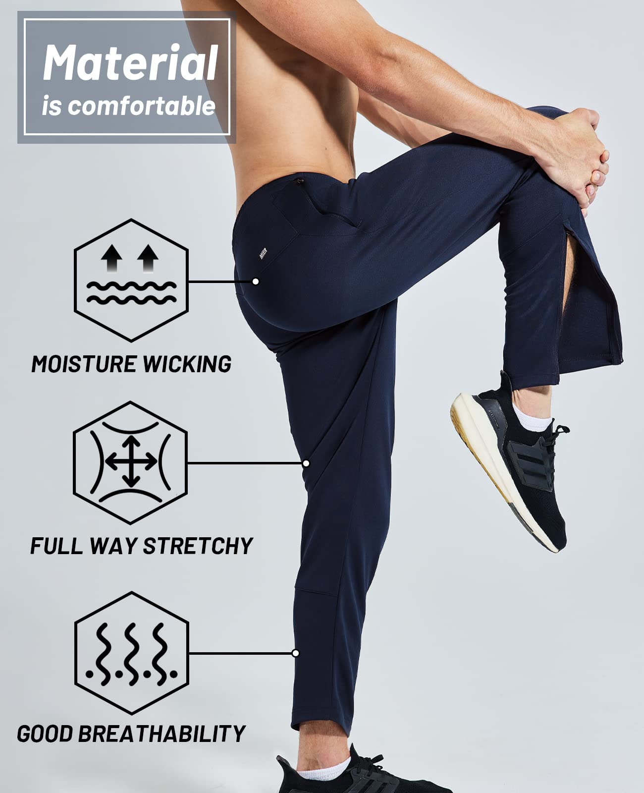 MIER Men's Stretch Athletic Joggers for Running and Gym Men's Train Pants