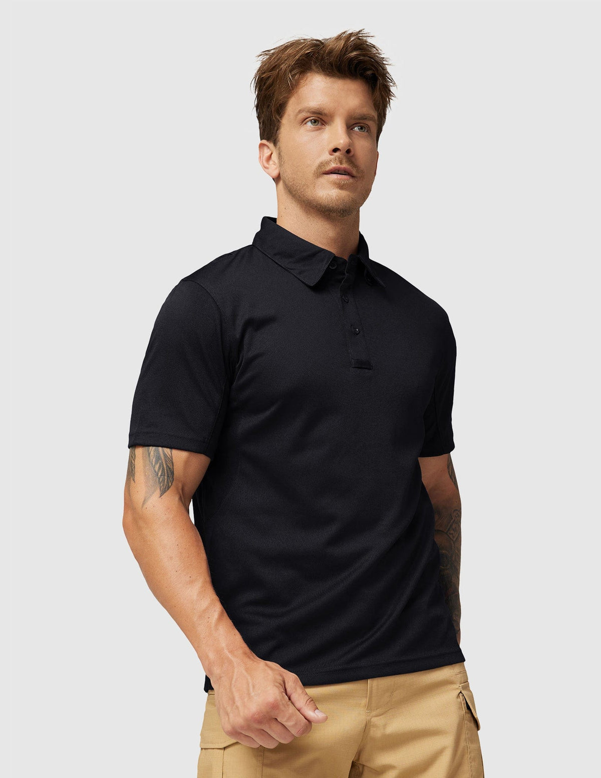 MIER Men's Tactical Polo Shirts Outdoor Collared Shirt Men Polo Black / S