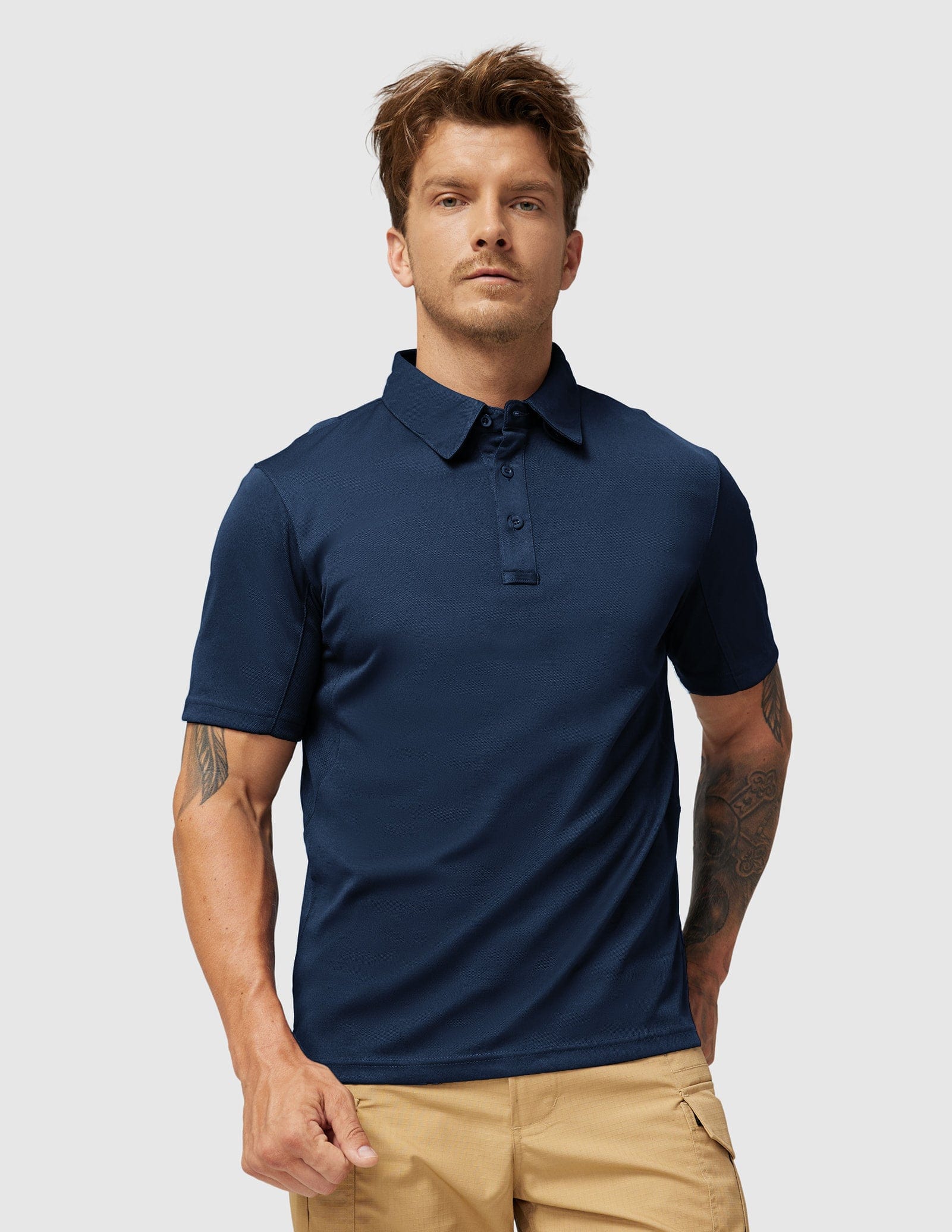 MIER Men's Tactical Polo Shirts Outdoor Collared Shirt Men Polo Dark Blue / S