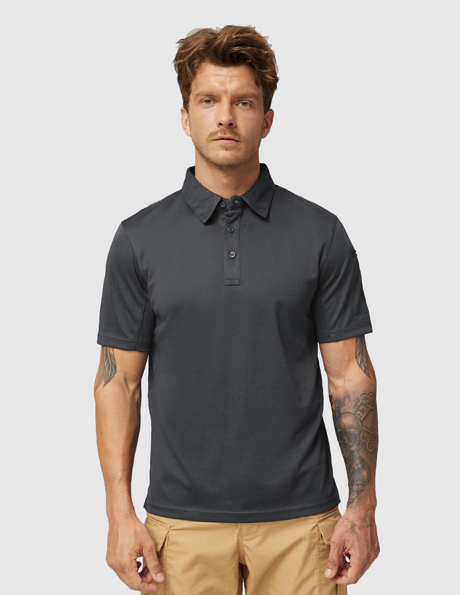 MIER Men's Tactical Polo Shirts Outdoor Collared Shirt Men Polo Grey / S