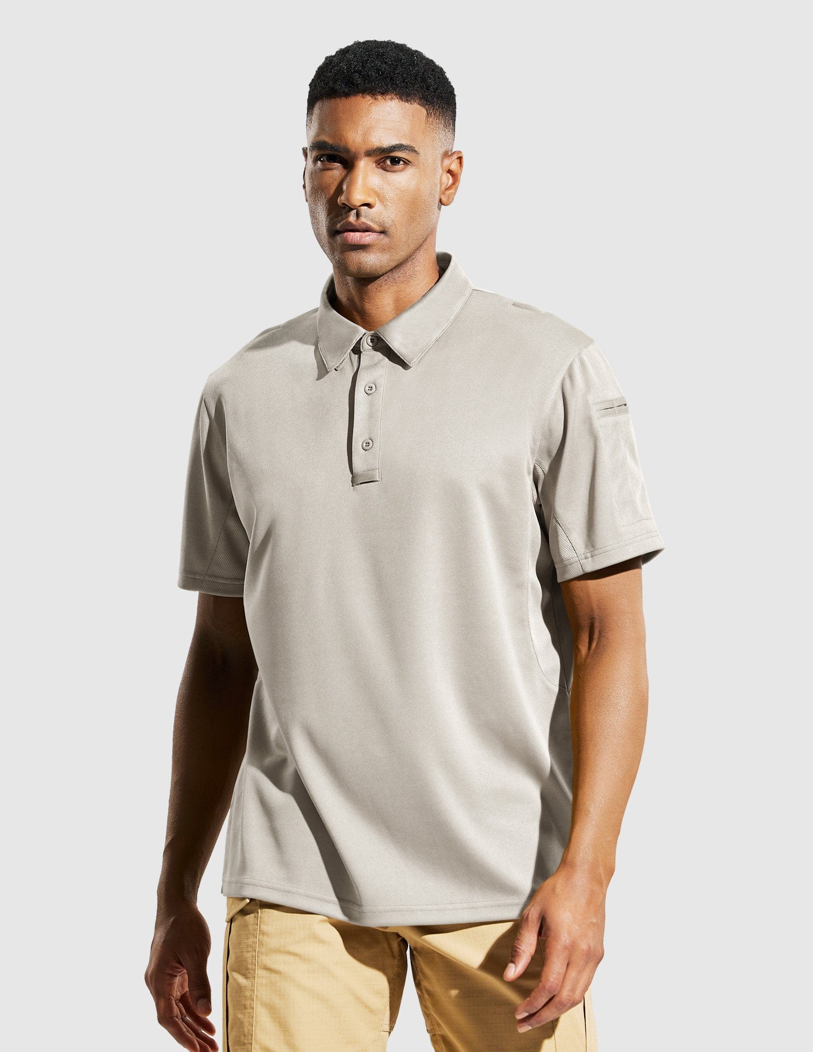Men's Tactical Polo Shirts Outdoor Performance Collared Shirt Men Polo Light Khaki / S MIER