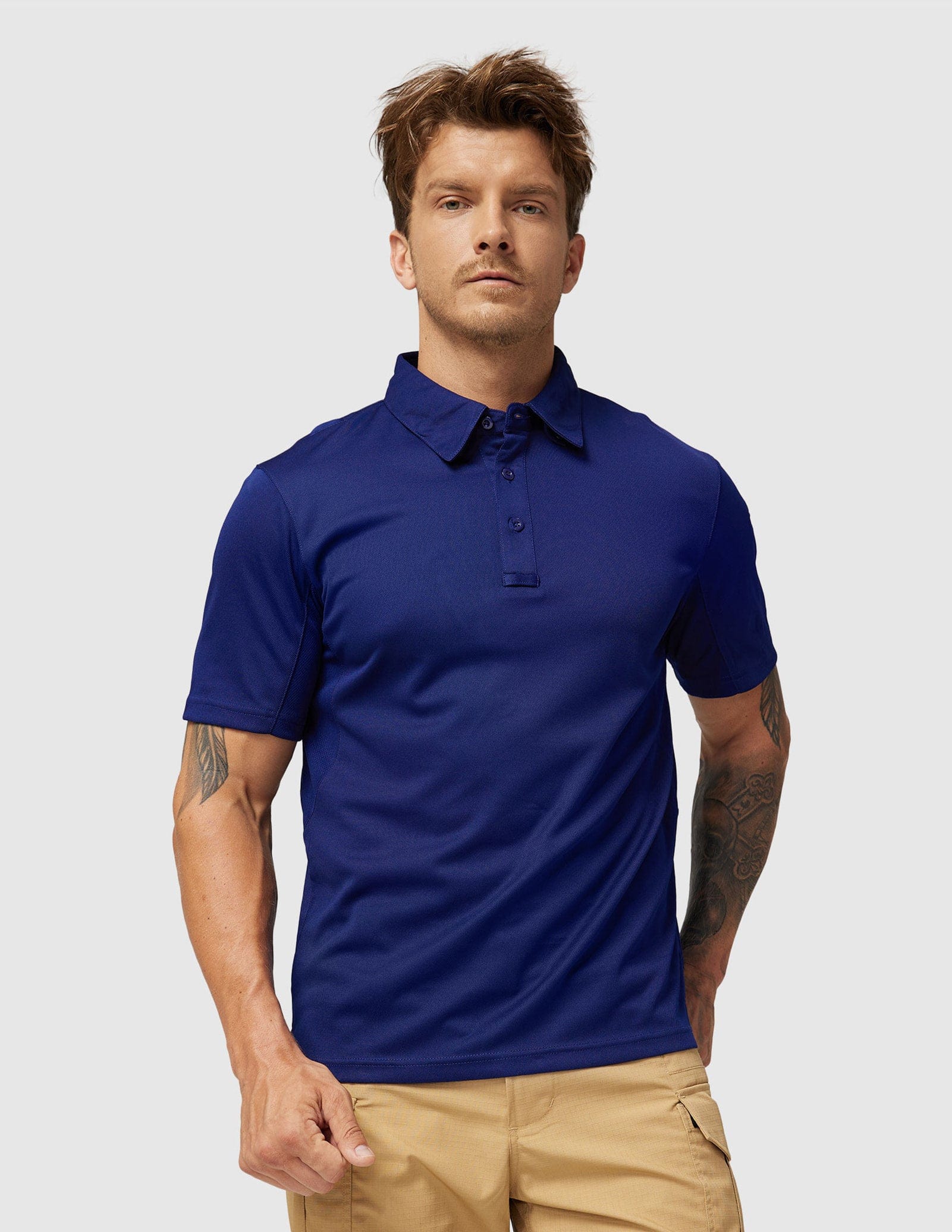MIER Men's Tactical Polo Shirts Outdoor Collared Shirt Men Polo Navy / S