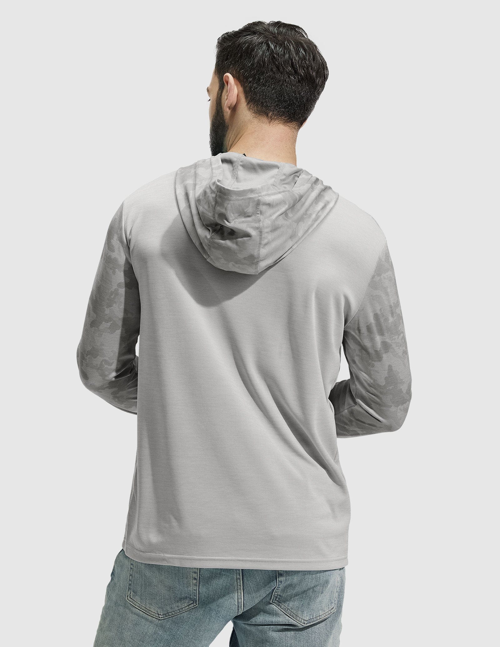 MIER Men's Camouflage-Sleeve Long-Sleeve Performance Hoodie Men's T-Shirts