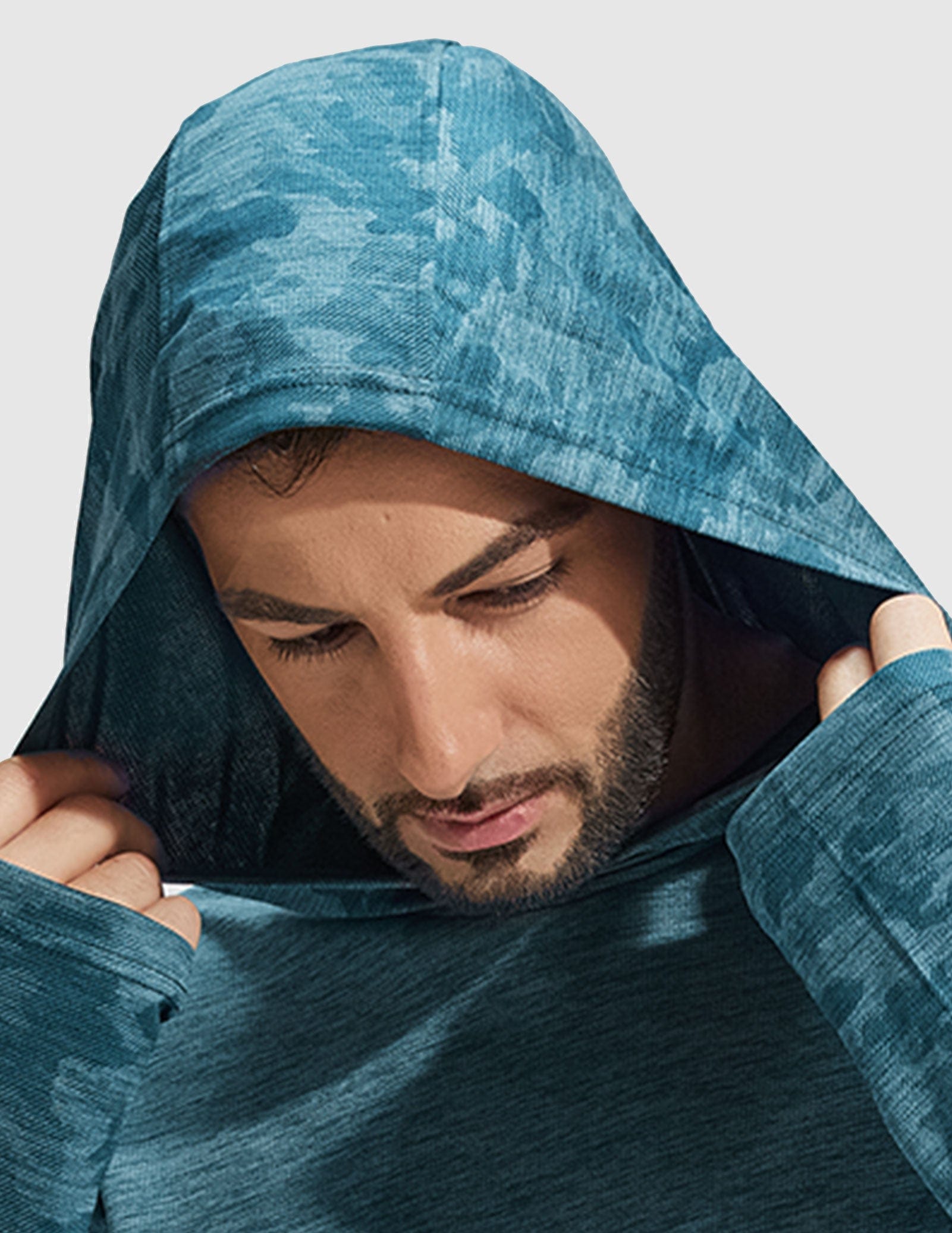 MIER Men's Camouflage-Sleeve Long-Sleeve Performance Hoodie Men's T-Shirts