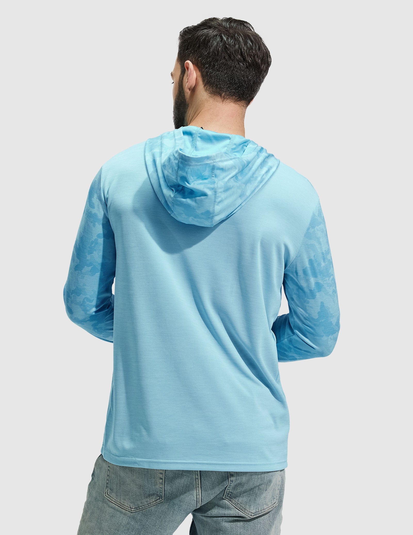 MIER Men's Camouflage-Sleeve Long-Sleeve Performance Hoodie Men's T-Shirts