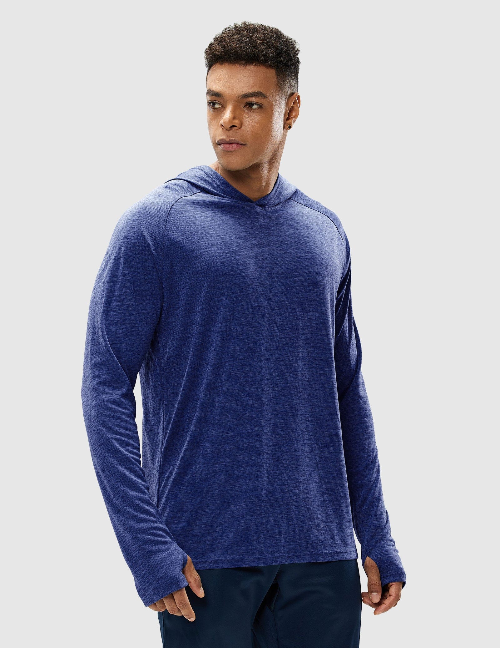 Men's UPF 50+ Sun Protection Hoodie SPF Thumbhole Shirts, Ocean Blue / XL