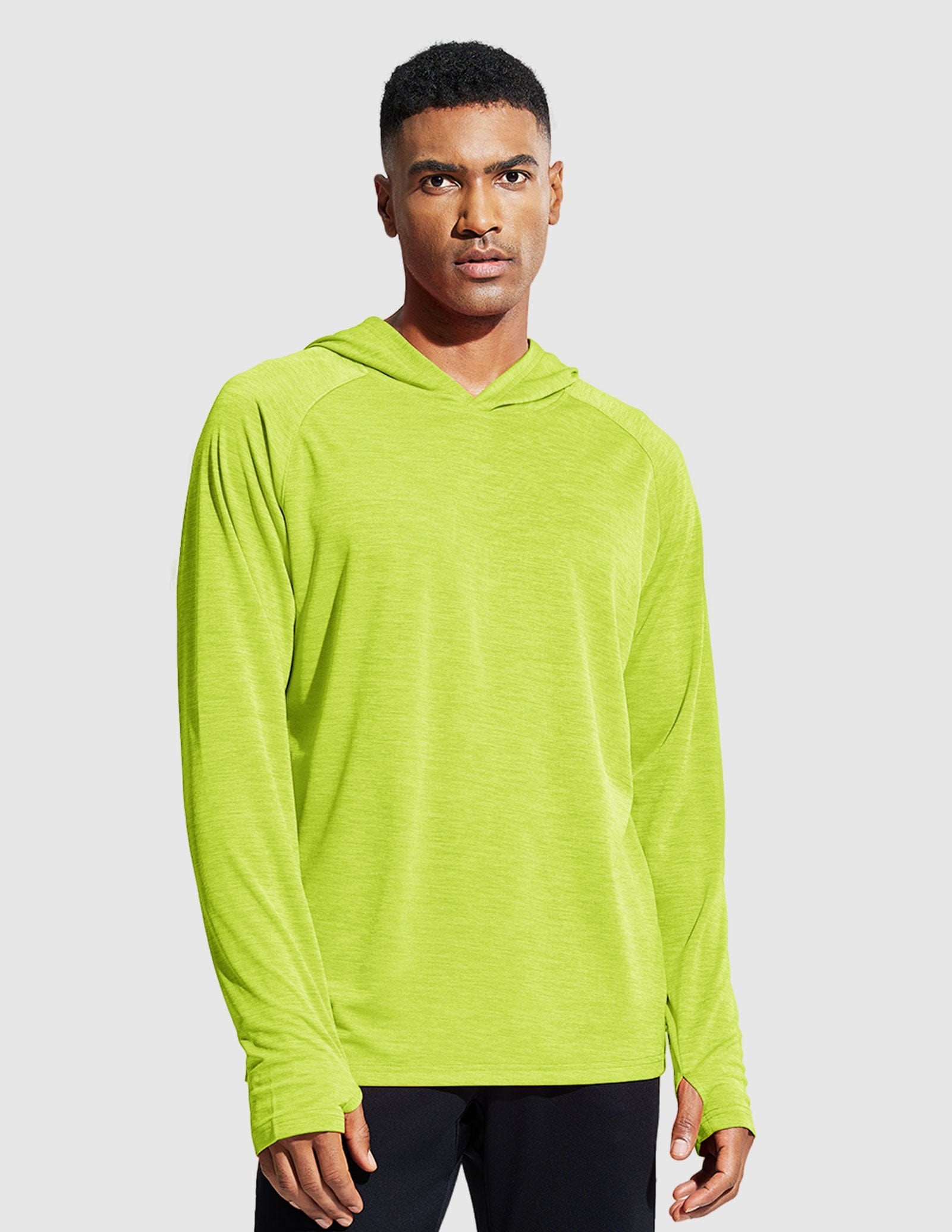 Men's UPF 50+ Sun Protection Hoodie SPF Thumbhole Shirts, Neon Green / XL