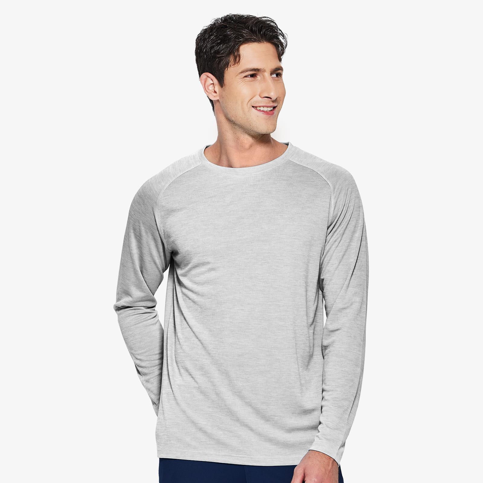 MIER Men's UPF 50+ Sun Protection Shirts Quick Dry UV T-Shirts Light Grey / S