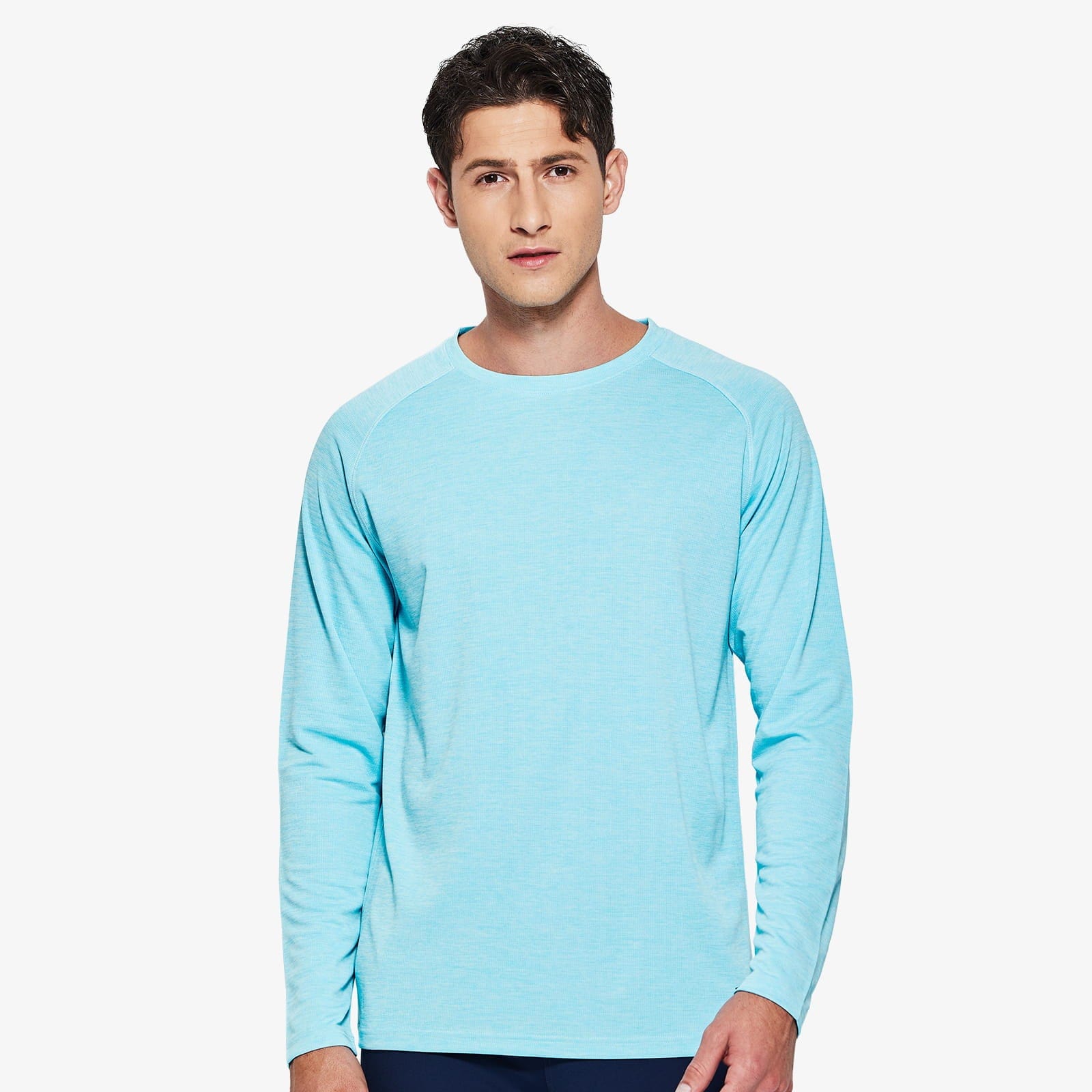 Yeashow Men's Sun Protection Long Sleeve Shirt Outdoor Sports Performance Shirts Running Workout T-Shirt Upf 50+ Blue S