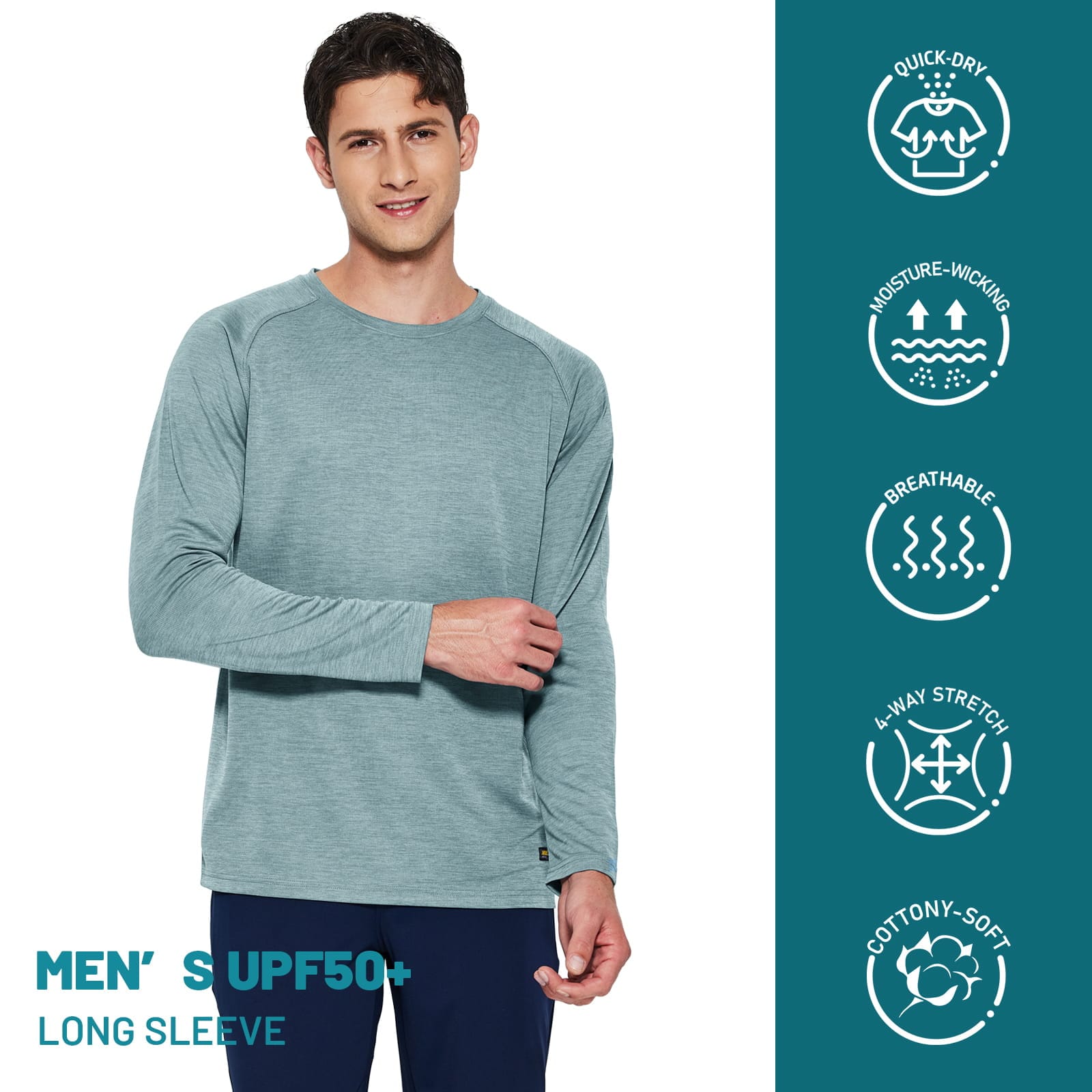 MIER Men's UPF 50+ Sun Protection Shirts Quick Dry UV T-Shirts