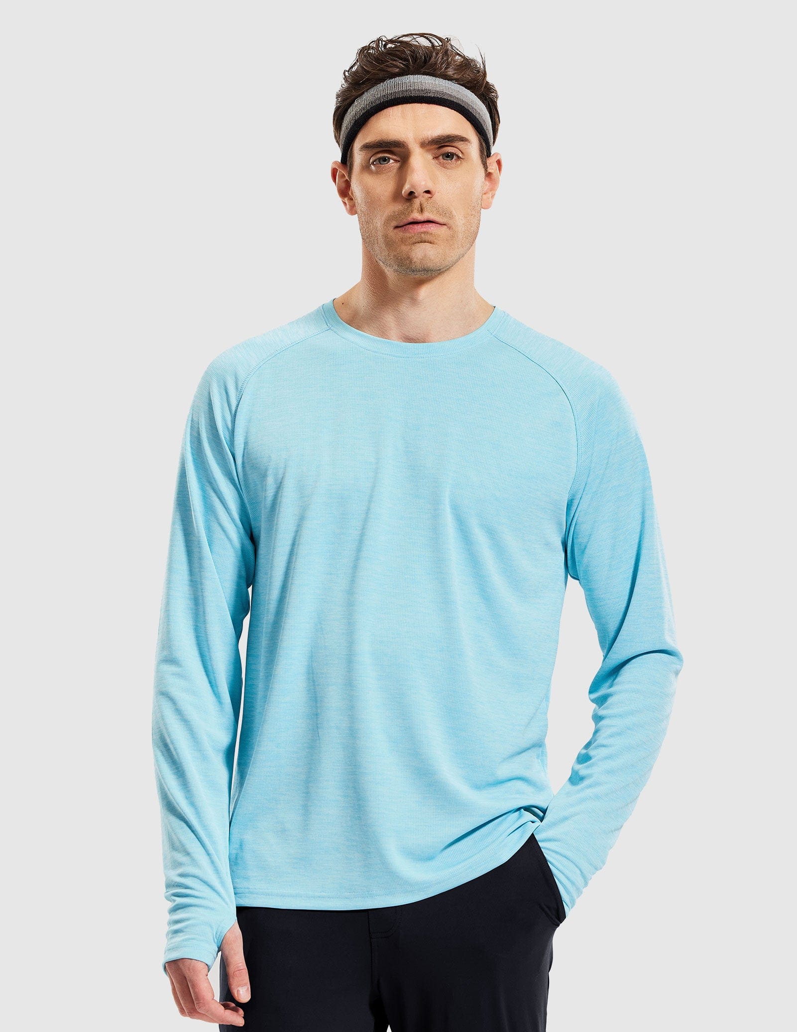 MIER Men’s UPF 50 Plus Long Sleeve Running Shirt Lightweight and Moisture Wicking Men's T-Shirts Blue / S