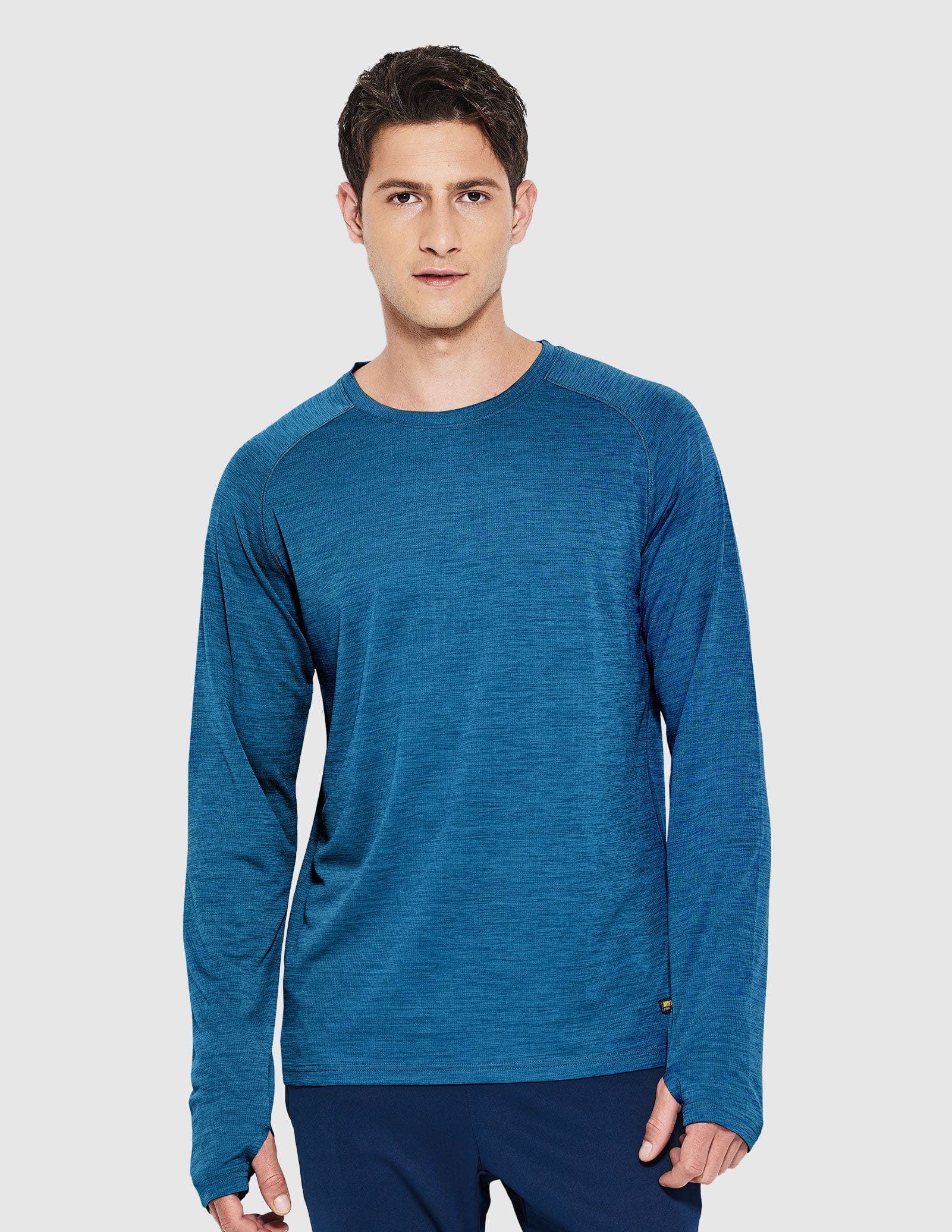 MIER Men’s UPF 50 Plus Long Sleeve Running Shirt Lightweight and Moisture Wicking Men's T-Shirts Brilliant Blue / S