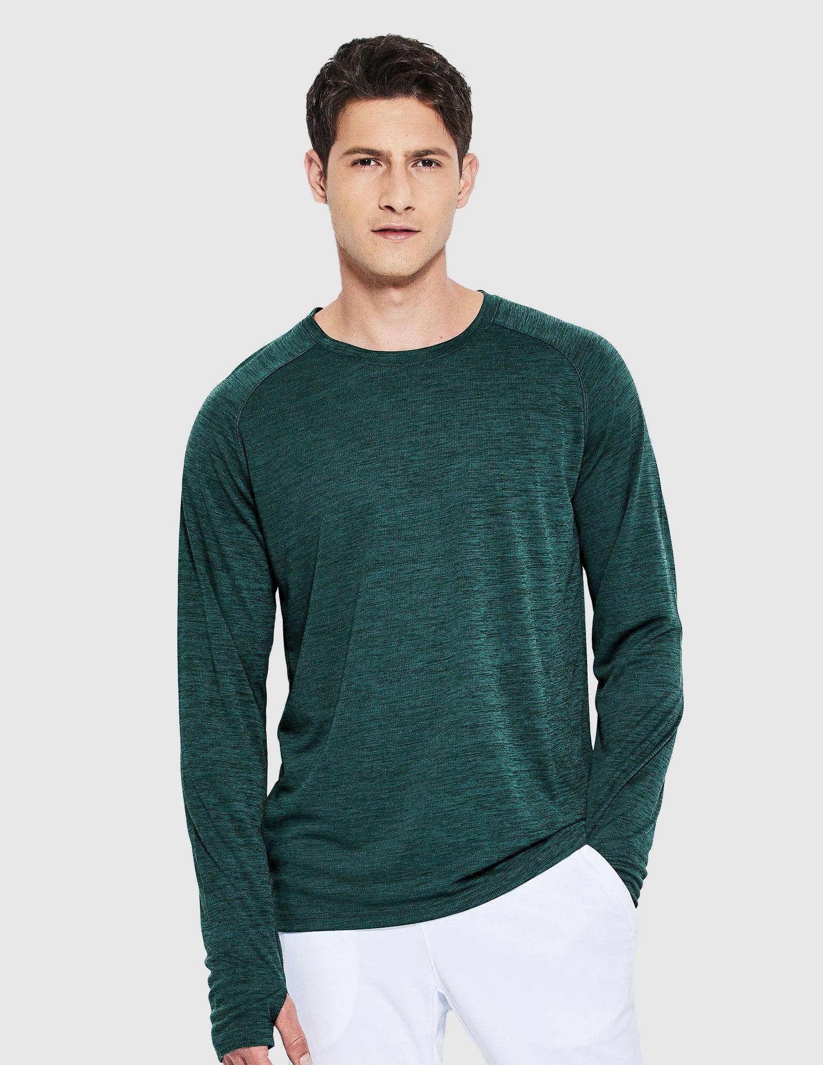 MIER Men’s UPF 50 Plus Long Sleeve Running Shirt Lightweight and Moisture Wicking Men's T-Shirts Dark Green / S