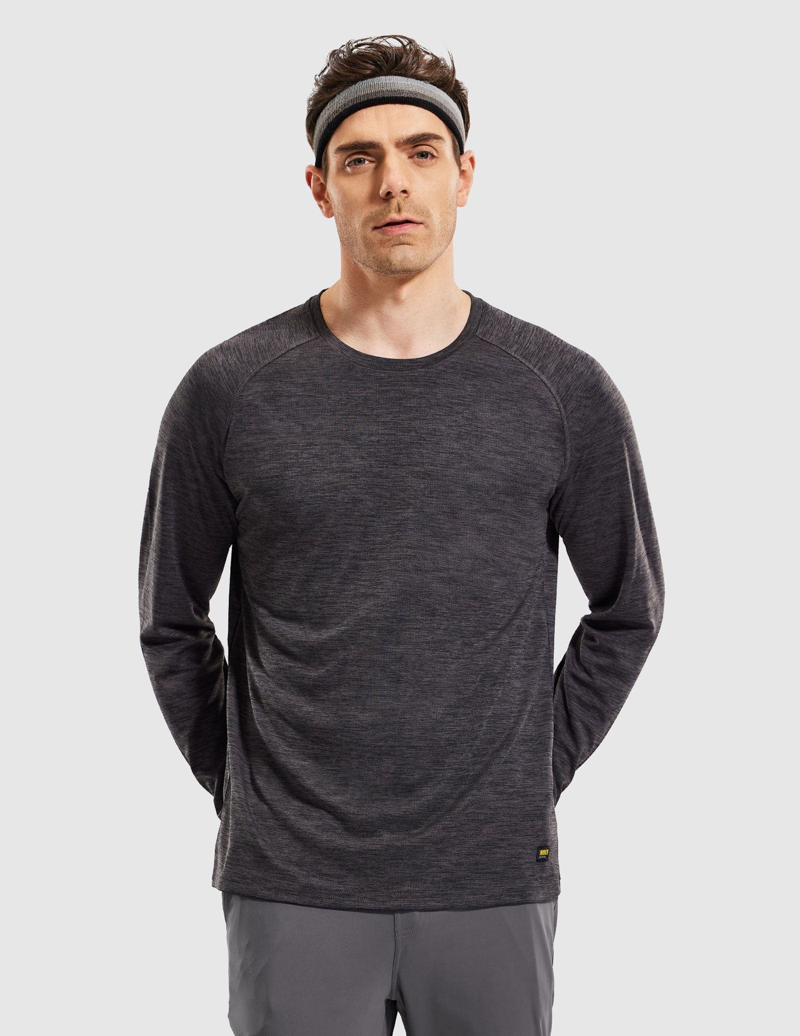 MIER Men’s UPF 50 Plus Long Sleeve Running Shirt Lightweight and Moisture Wicking Men's T-Shirts Dark Grey / S