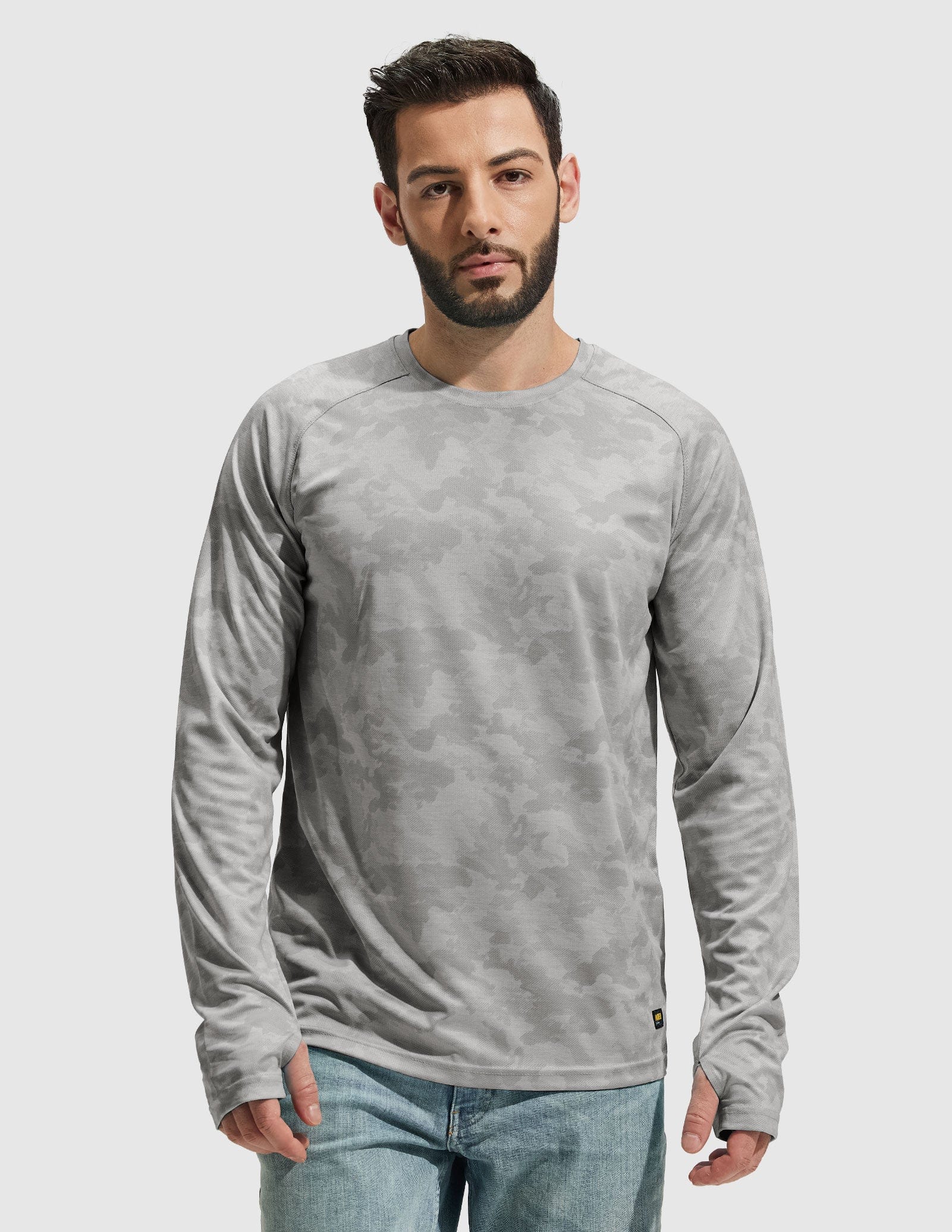 MIER Men’s UPF 50 Plus Long Sleeve Running Shirt Lightweight and Moisture Wicking Men's T-Shirts Grey Camo / S