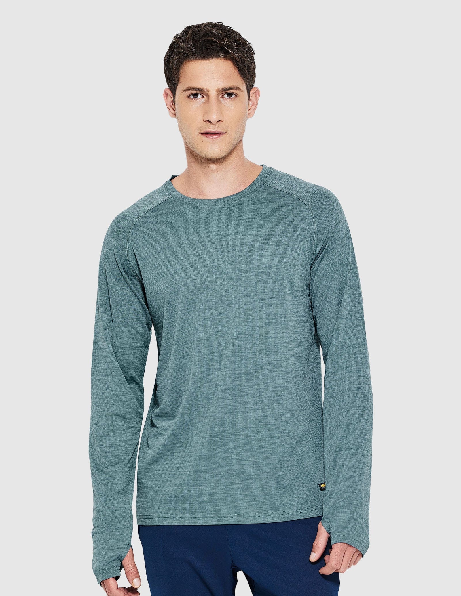 MIER Men’s UPF 50 Plus Long Sleeve Running Shirt Lightweight and Moisture Wicking Men's T-Shirts Haze Blue / S