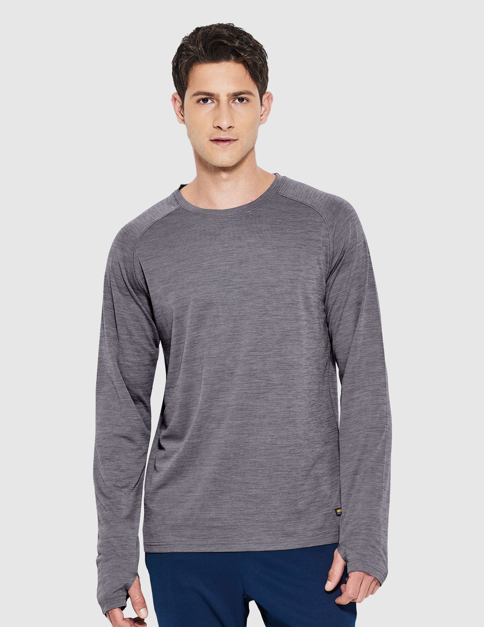 MIER Men’s UPF 50 Plus Long Sleeve Running Shirt Lightweight and Moisture Wicking Men's T-Shirts Heather Dark Grey / S