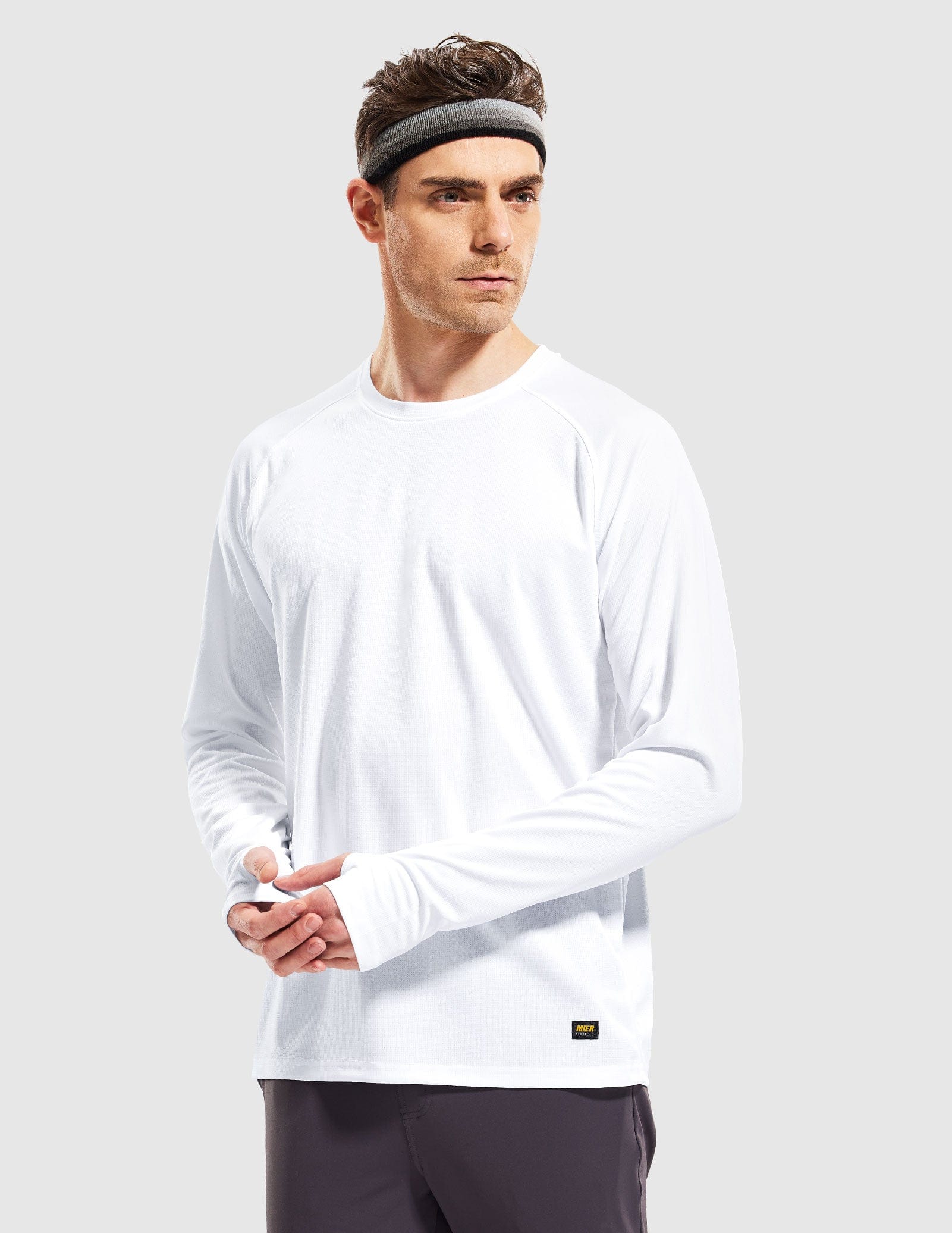 MIER Men’s UPF 50 Plus Long Sleeve Running Shirt Lightweight and Moisture Wicking Men's T-Shirts