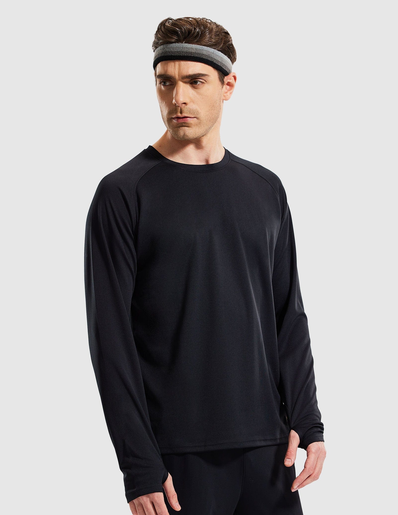 MIER Men’s UPF 50 Plus Long Sleeve Running Shirt Lightweight and Moisture Wicking Men's T-Shirts Black / S