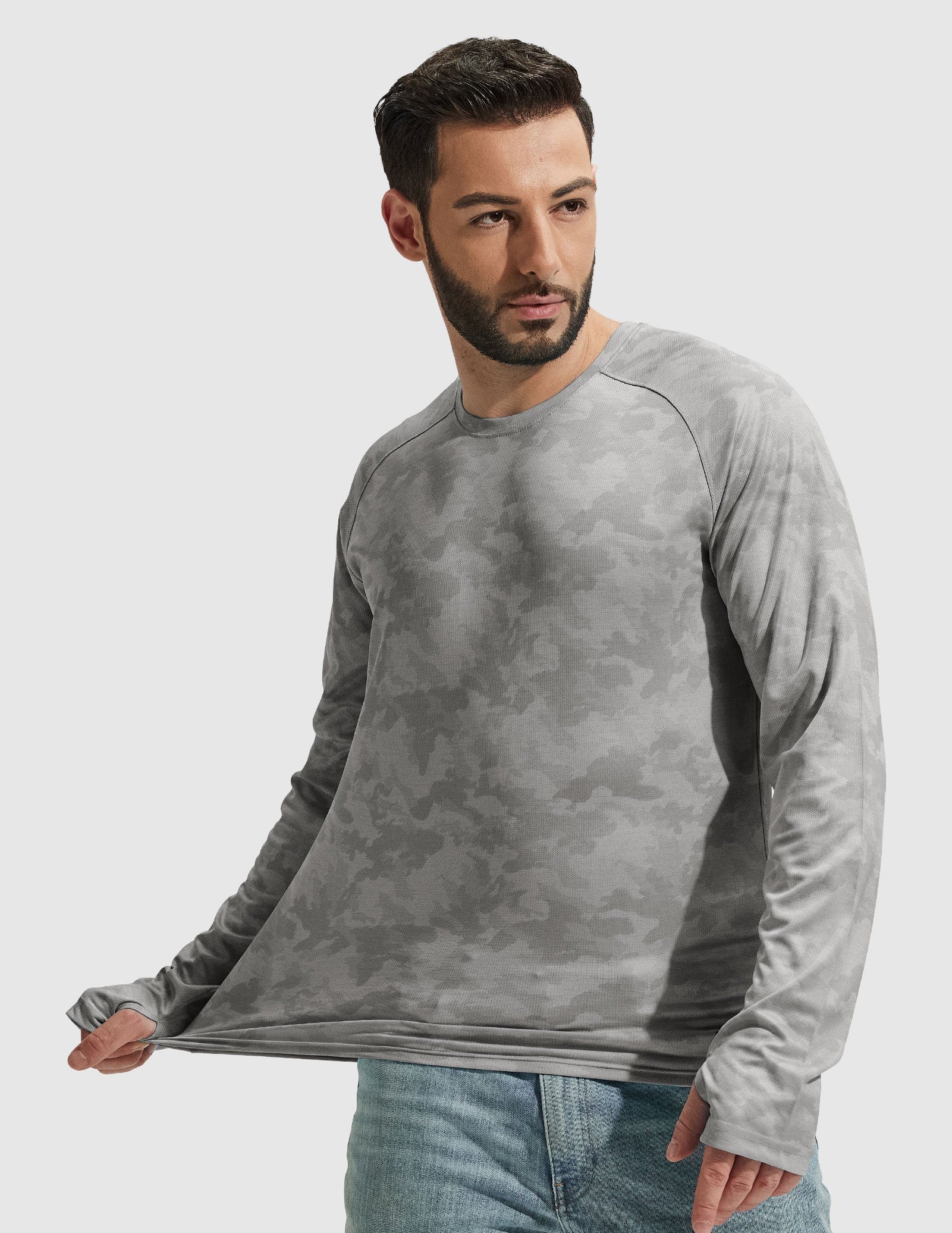 MIER Men’s UPF 50 Plus Long Sleeve Running Shirt Lightweight and Moisture Wicking Men's T-Shirts