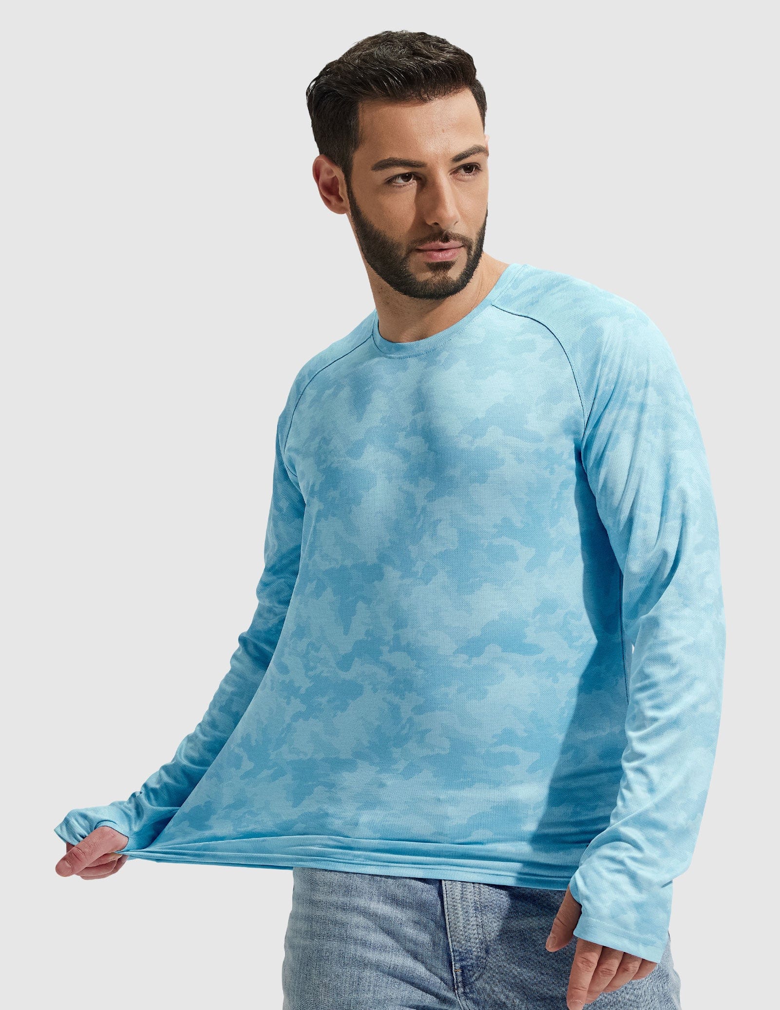 MIER Men’s UPF 50 Plus Long Sleeve Running Shirt Lightweight and Moisture Wicking Men's T-Shirts