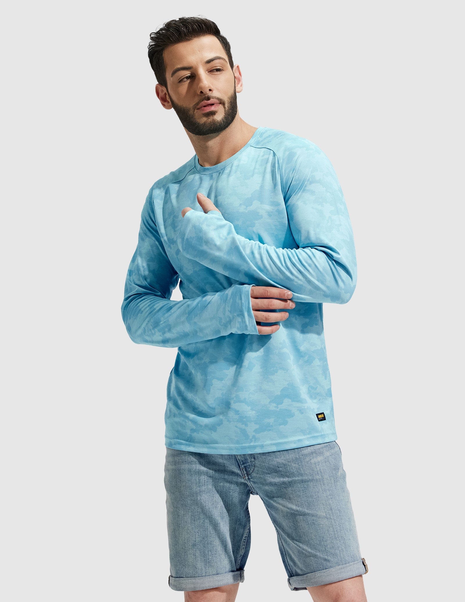 MIER Men’s UPF 50 Plus Long Sleeve Running Shirt Lightweight and Moisture Wicking Men's T-Shirts