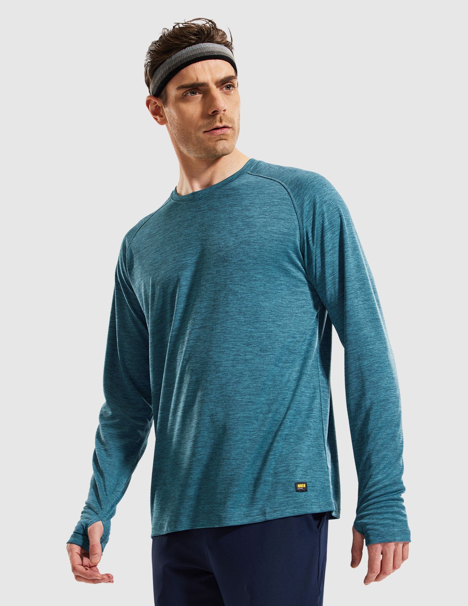 MIER Men’s UPF 50 Plus Long Sleeve Running Shirt Lightweight and Moisture Wicking Men's T-Shirts
