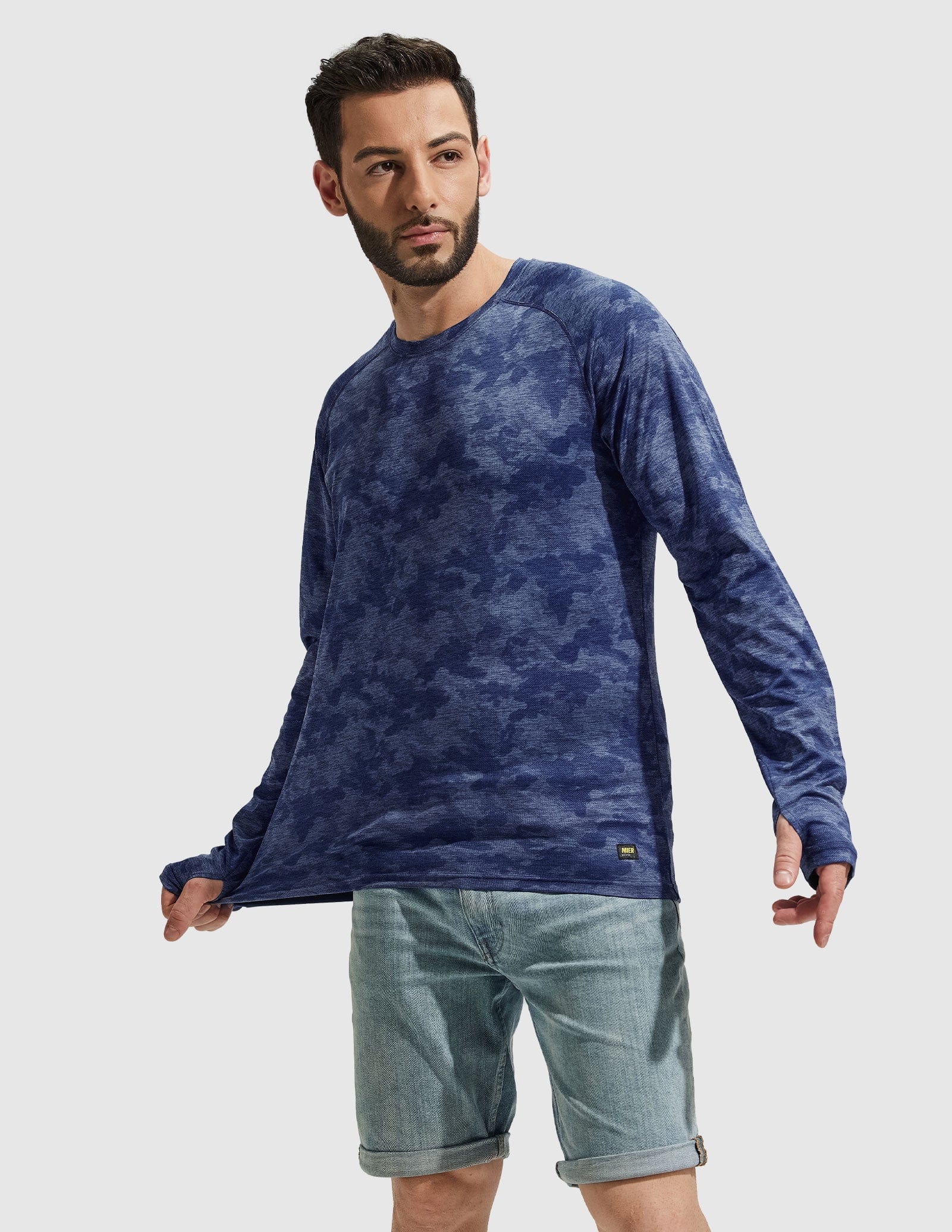 MIER Men’s UPF 50 Plus Long Sleeve Running Shirt Lightweight and Moisture Wicking Men's T-Shirts