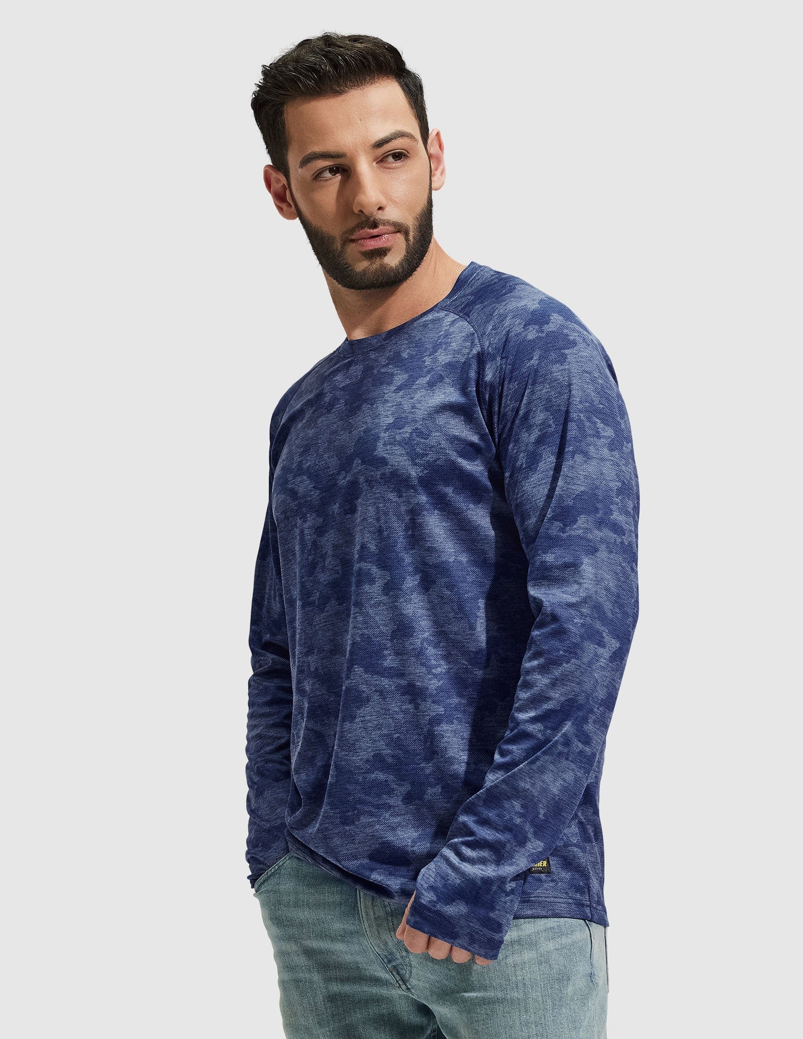 MIER Men’s UPF 50 Plus Long Sleeve Running Shirt Lightweight and Moisture Wicking Men's T-Shirts