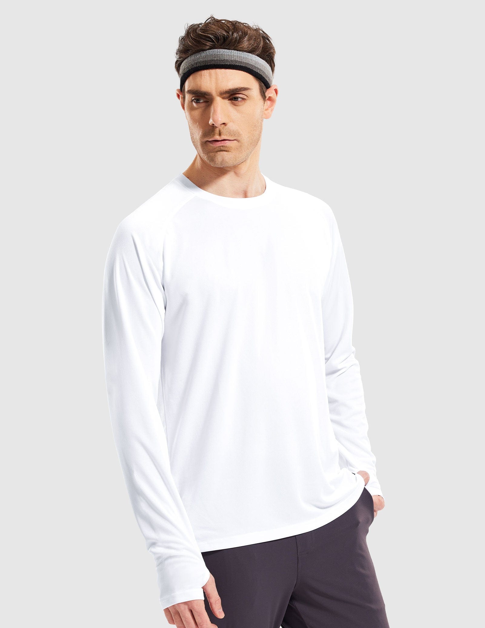 MIER Men’s UPF 50 Plus Long Sleeve Running Shirt Lightweight and Moisture Wicking Men's T-Shirts