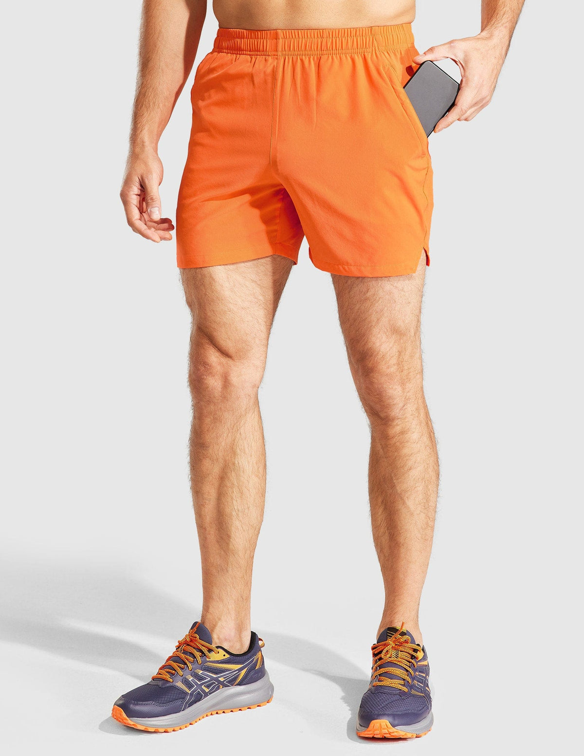 MIER Men‘s 5 Inch Running Shorts with Zipper Pockets Men's Shorts Orange / XS