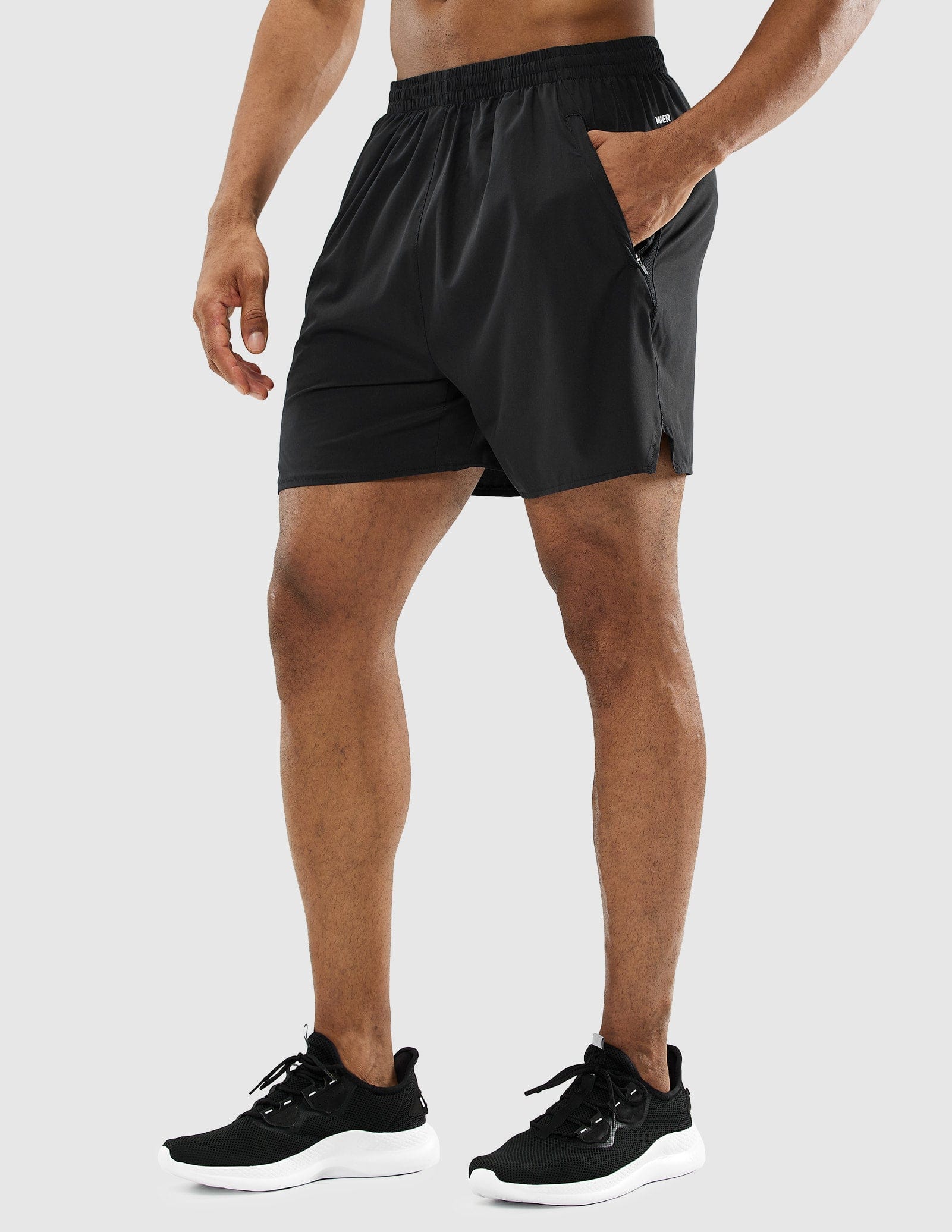 Men's Workout 5 Inches Running Shorts with Zipper Pockets Men's Shorts MIER