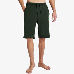 Men's Workout Cotton Shorts 11'' Long Gym Athletic Knit Shorts Men's Shorts Dark Green / S MIER