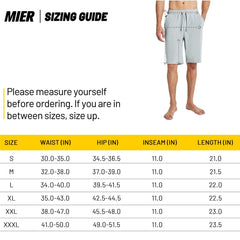 Men's Workout Cotton Shorts 11'' Long Gym Athletic Knit Shorts Men's Shorts MIER