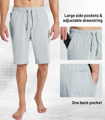 Men's Workout Cotton Shorts 11'' Long Gym Athletic Knit Shorts Men's Shorts MIER