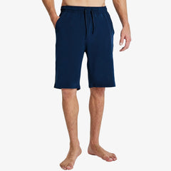 Men's Workout Cotton Shorts 11'' Long Gym Athletic Knit Shorts Men's Shorts Navy / S MIER